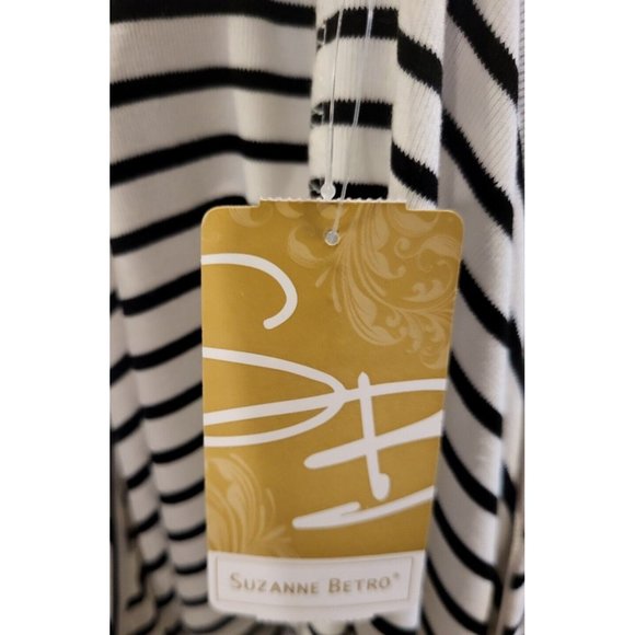 New Suzanne Betro Dolman Sleeve A Line Dress Black Ivory Stripe sz 4X - Picture 7 of 8